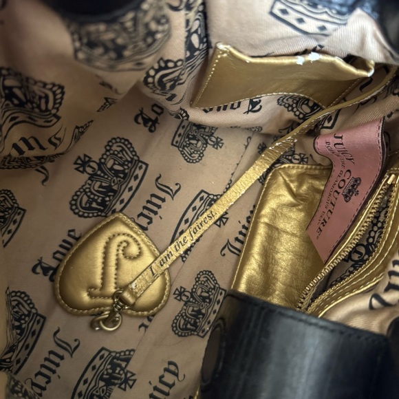 VINTAGE Juicy Couture Daydreamer Black Velour Tote Bag - Picture 11 of 16